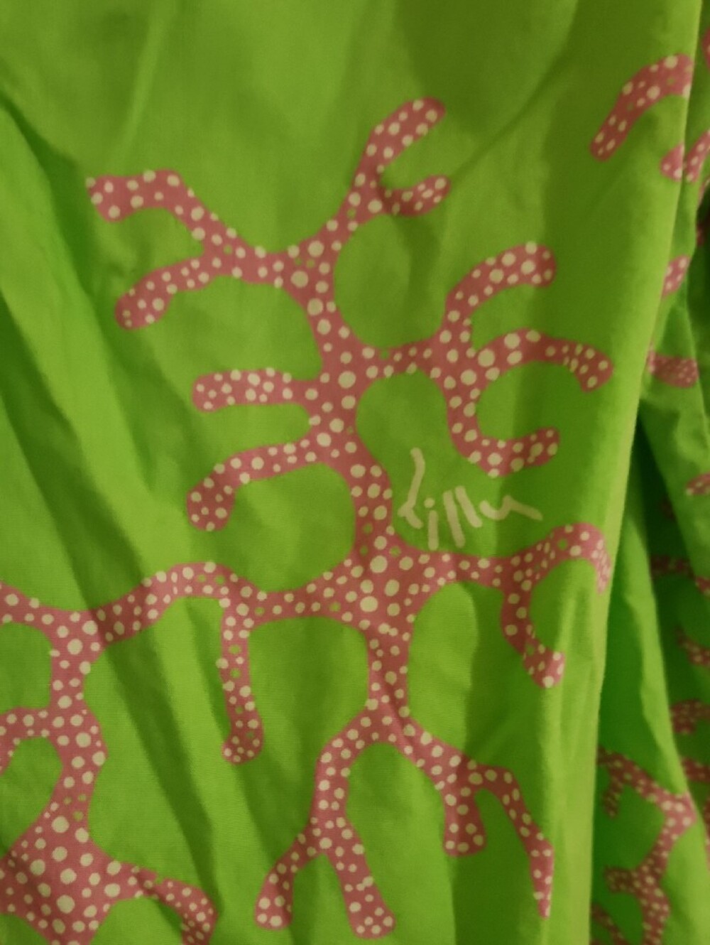 Lilly Pulitzer Lime Green Floral Print Dress with White Collar - Picture 3 of 6